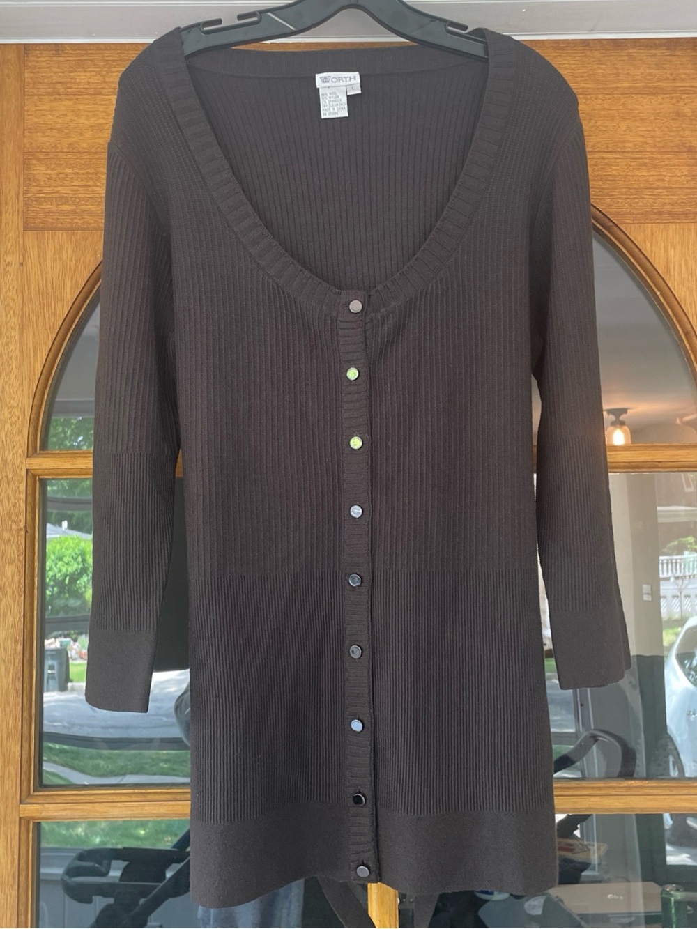 NWOT Worth New York Chocolate Brown Wool Blend Button Down Cardigan Size Large